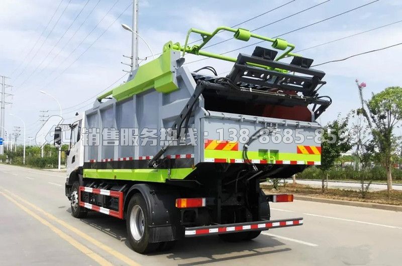 國(guó)六東風(fēng)天錦后翻桶無(wú)泄漏壓縮式垃圾車