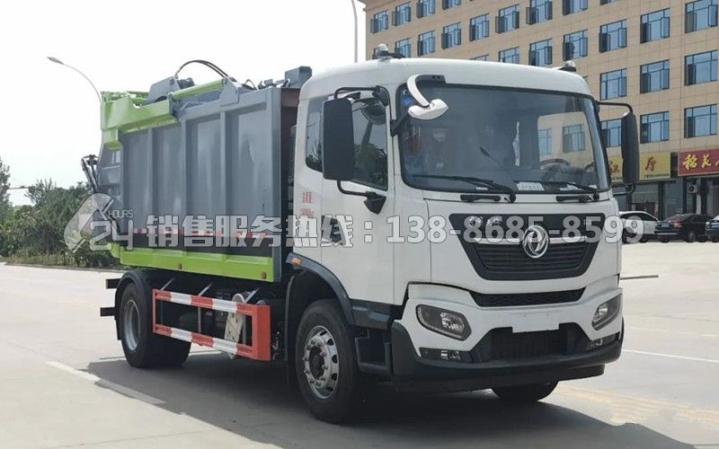 國(guó)六東風(fēng)天錦后翻桶無(wú)泄漏壓縮式垃圾車