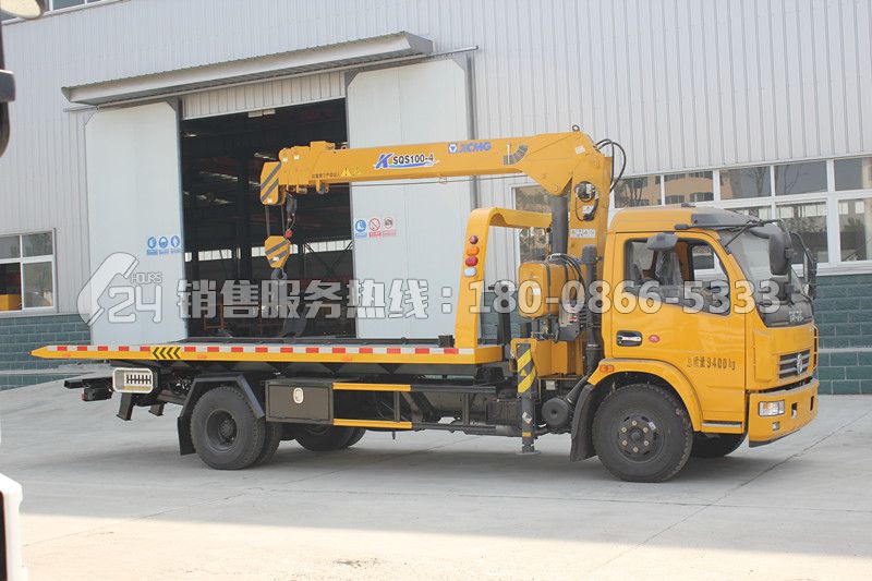 東風(fēng)多利卡D7一拖二清障車(chē)-帶徐工3.2噸吊機(jī)